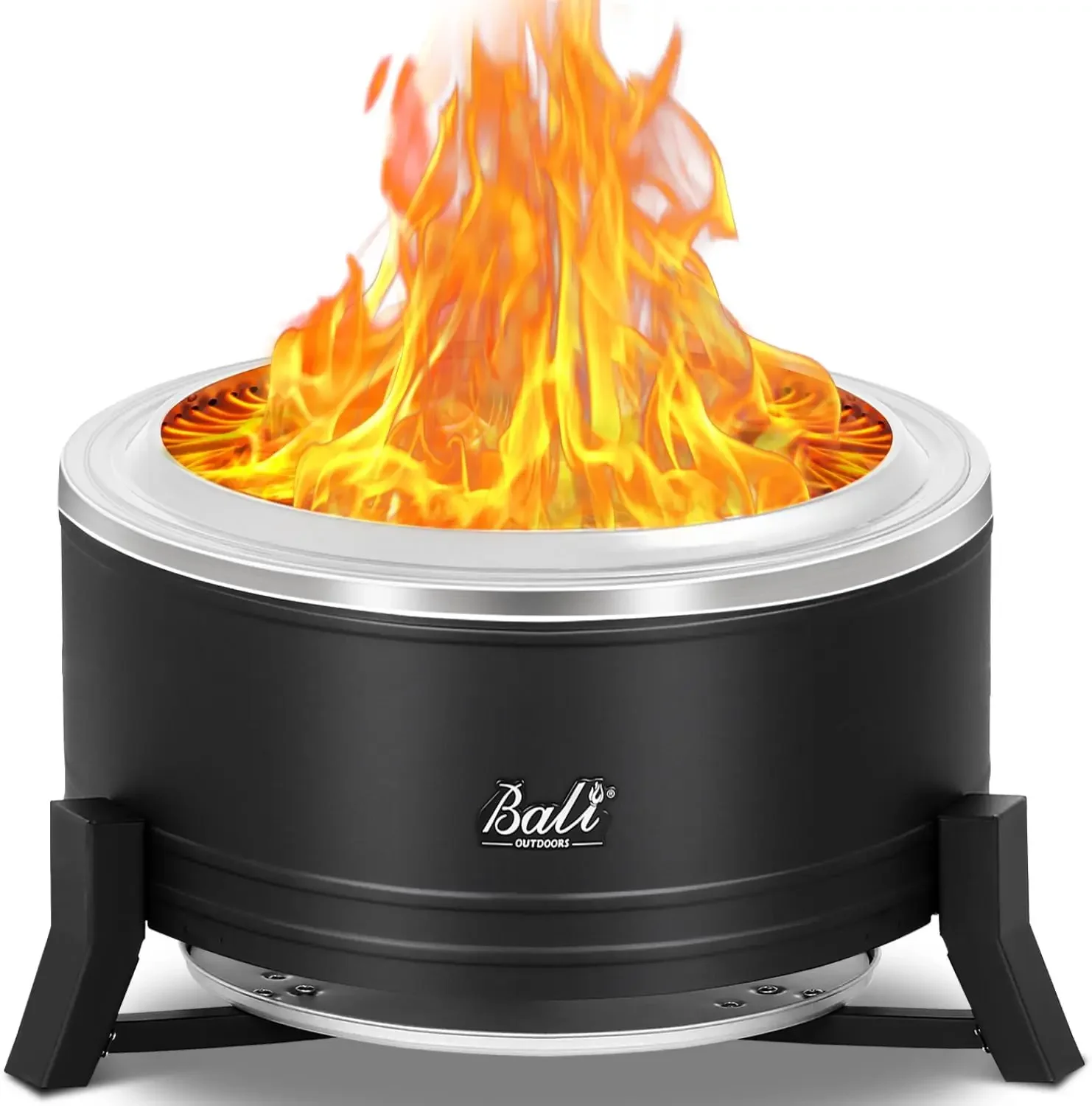 

BALI OUTDOORS Smokeless Fire Pit Wood Burning Pellet Firepits with Ash Pan, 22inch Portable Fire Pit Low Smoke Bonfire Fire