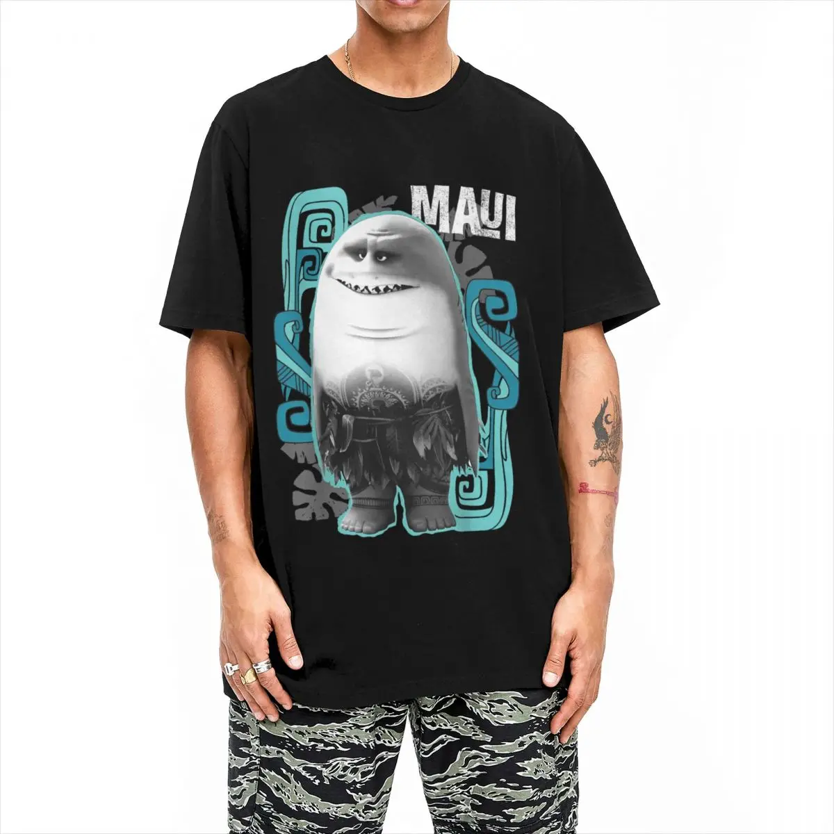 Moana Maui Half Shark T-Shirts for Men Women Funny Cotton Tee Shirt Crewneck Short Sleeve T Shirts Graphic Tops