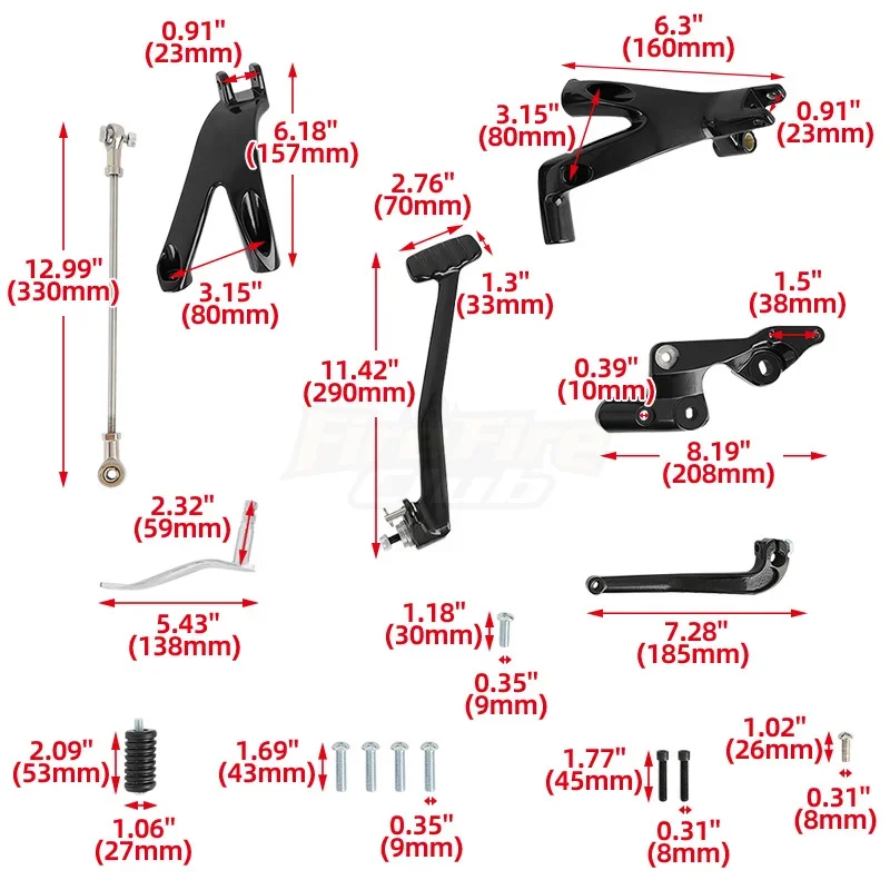 Motorcycle Black Forward Control Foot Peg Kits Footpegs Foot Rest For Harley Softail Street Bob Low Rider FXLR FXBB 2018-2021