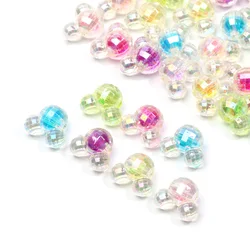 20pcs Candy AB Color Mickey Acrylic Beads Spacer Beads for Needlework Jewelry Making Handmade Diy Bracelet Necklace Accessories