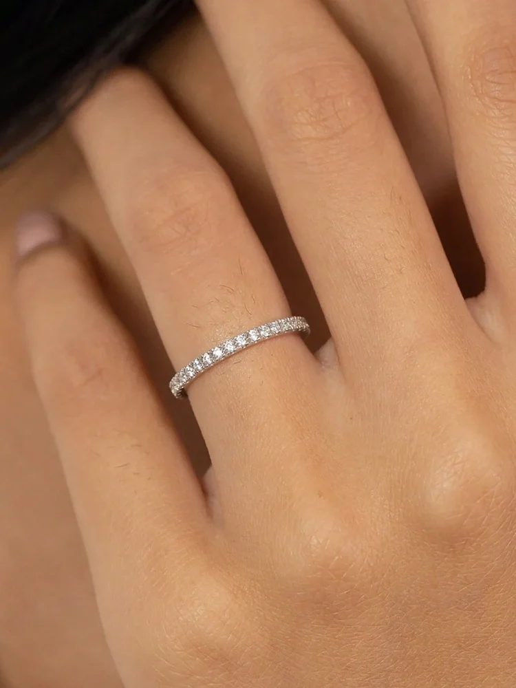 925 فضة 1.4 مللي متر 1.6 مللي متر 1.8 مللي متر كامل الزركون خاتم عصري للنساء المشاركة الزفاف الفاخرة عالية الجودة غرامة مجوهرات #4