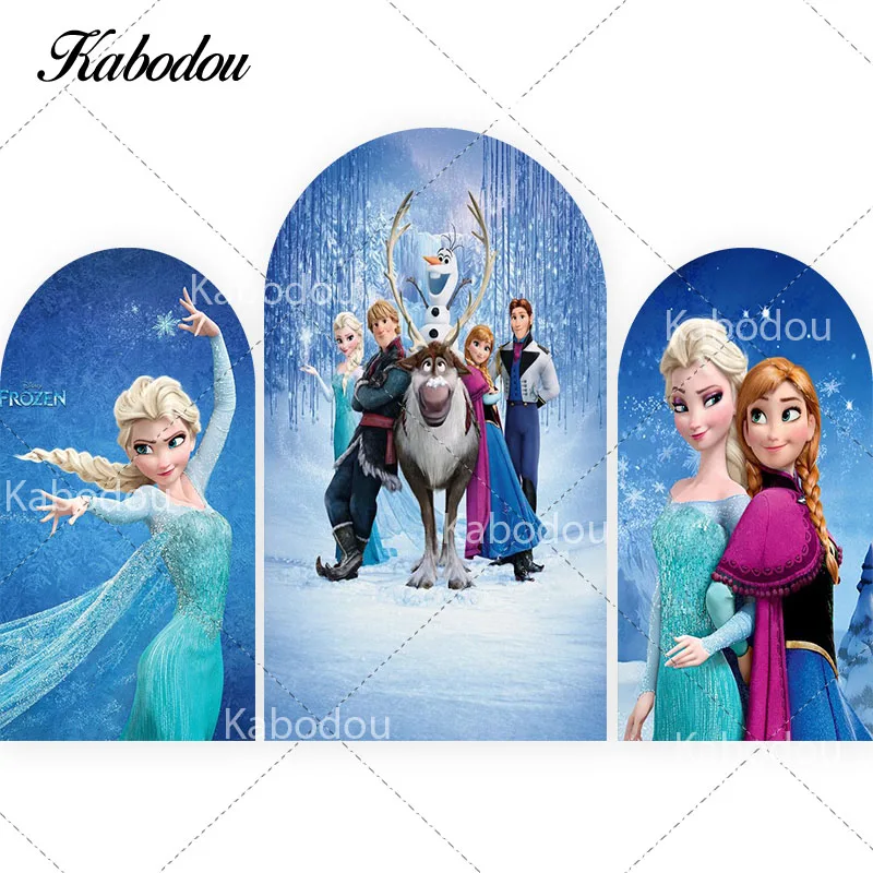 

Frozen Elsa Anna Arch Backdrop Arched Wall Disney Princess Girls Birthday Party Decoration Photography Background Photo Studio