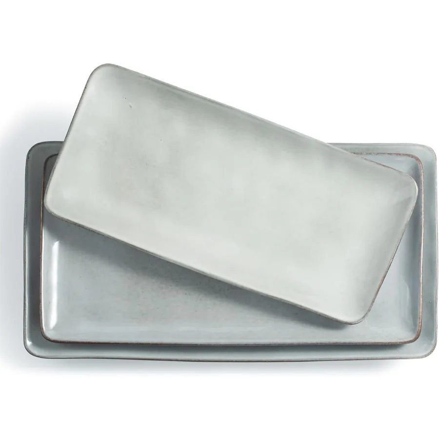 

Rectangular Serving Platter 15.67 14.1 12.6 Inch for Entertaining Reactive Glaze Stoneware Trays Ideal for Party Food Turkey Sn