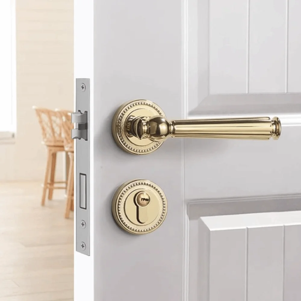 Simple Design Magnetic Suction Door Lock Retro Style Silent Silent Door Lock Durable Easy Installation French Door Lock Room