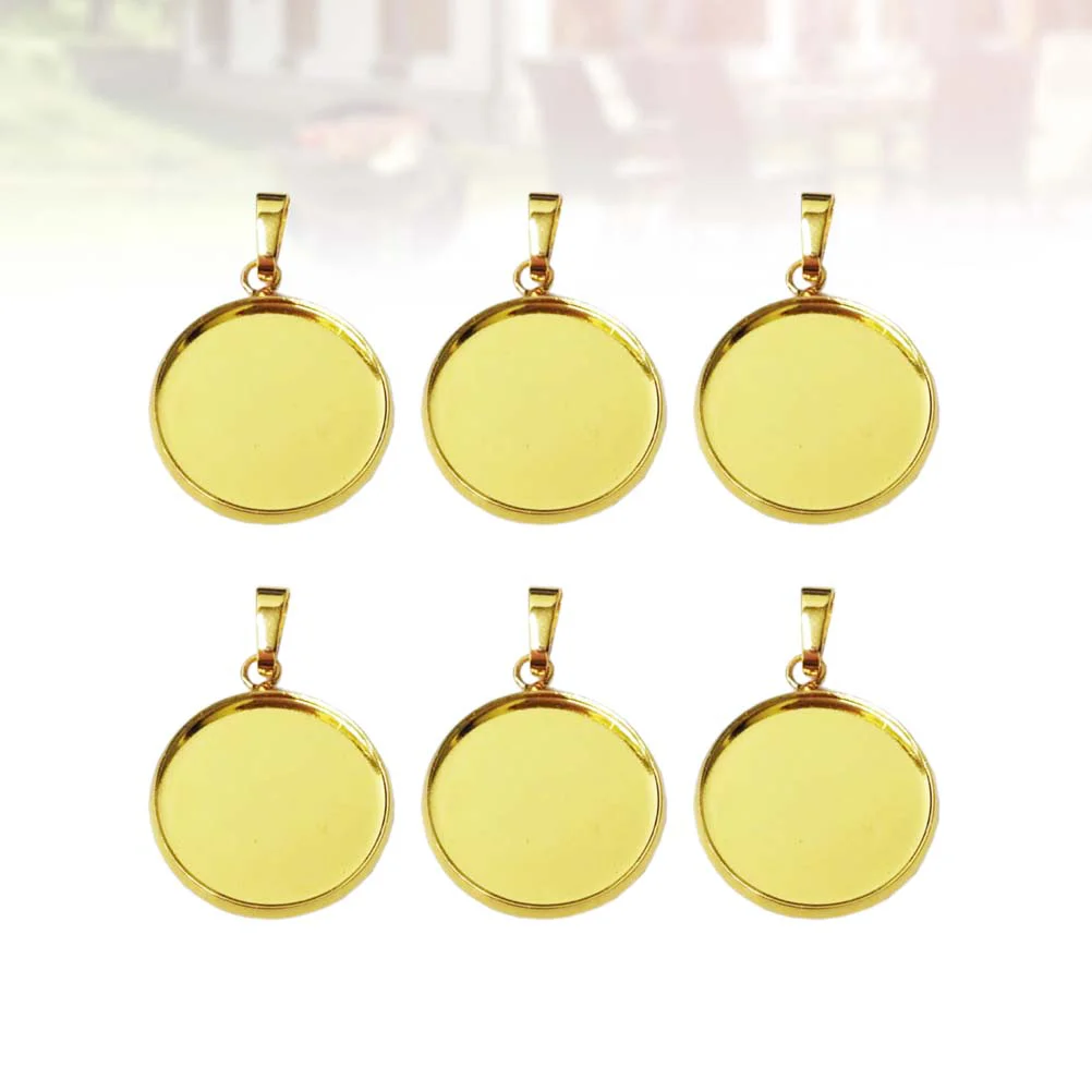 20 Pcs Jewelry Tray Pendant Trays Button Round Cork Base DIY Holder Bases Golden