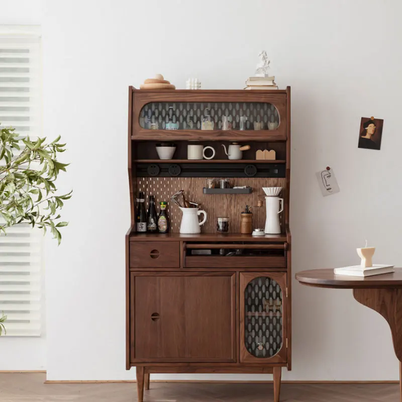 Nordic black walnut all solid wood side cabinet