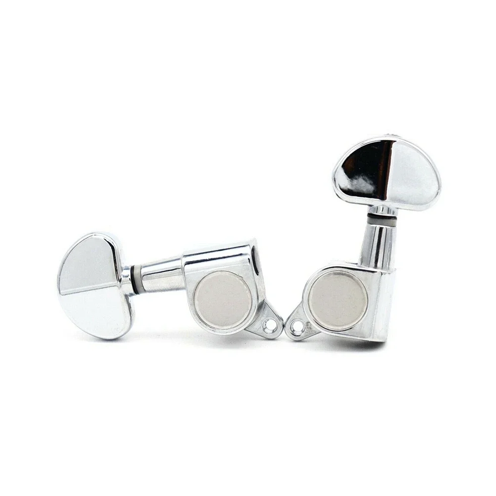 

1set 3L3R Guitar Tuning Pegs Half Round Handle Tuners Machine Head For LP Guitar JIN HO J03 Silver