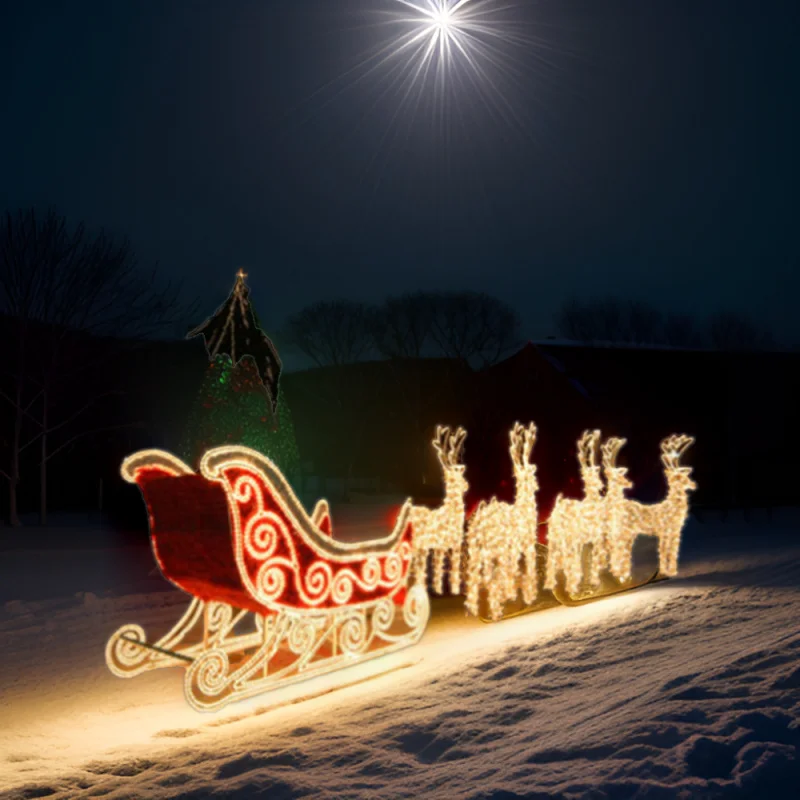 

Custom. LED Sculpture Motif Light Outdoor Decoration sleigh