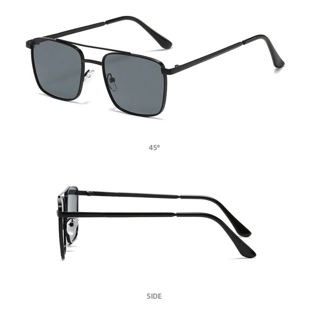 Modische Outdoor-Sonnenbrille für Damen mit quadratischem Metallrahmen, klassische Doppelstrahlbrille – Detail 7