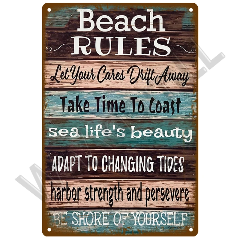 Beach Tin Sign Plaque Metal Sign Vintage Summer Metal Wall Sign Beach Decor For Beach Bar Beach House Seaside Decorative Plate