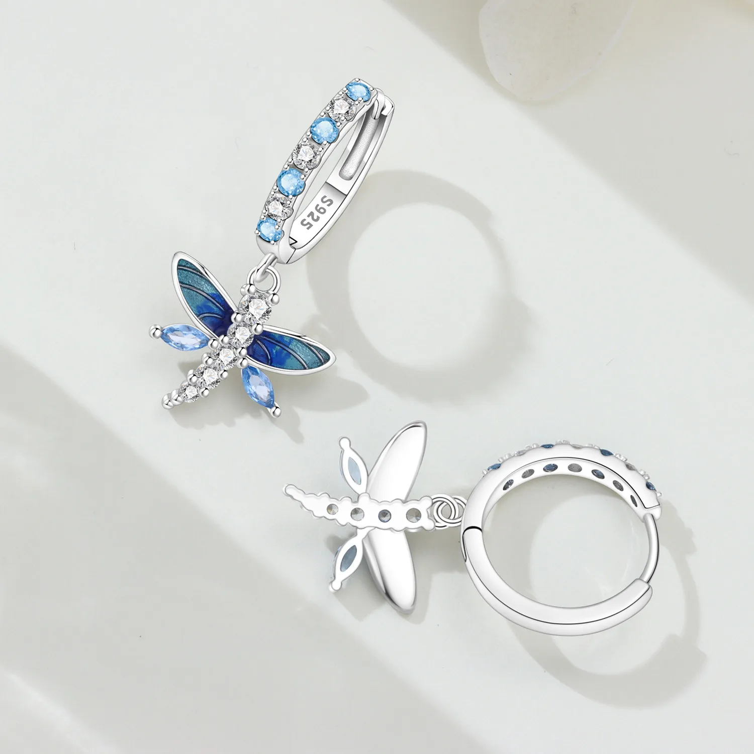 MISEFF S925 Sterling Silver Earring Exquisite Insect Gradient Dragonfly Earrings Original Jewelry Birthday Gifts For Women