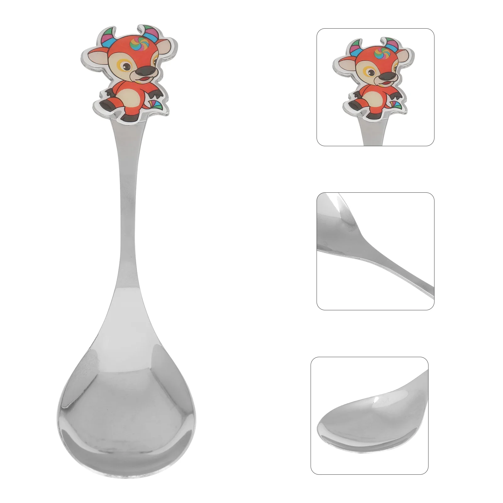 

5 Pcs Cocktail Cartoon Children Spoon Baby Cutlery Weaning 410 Stainless Steel Kid