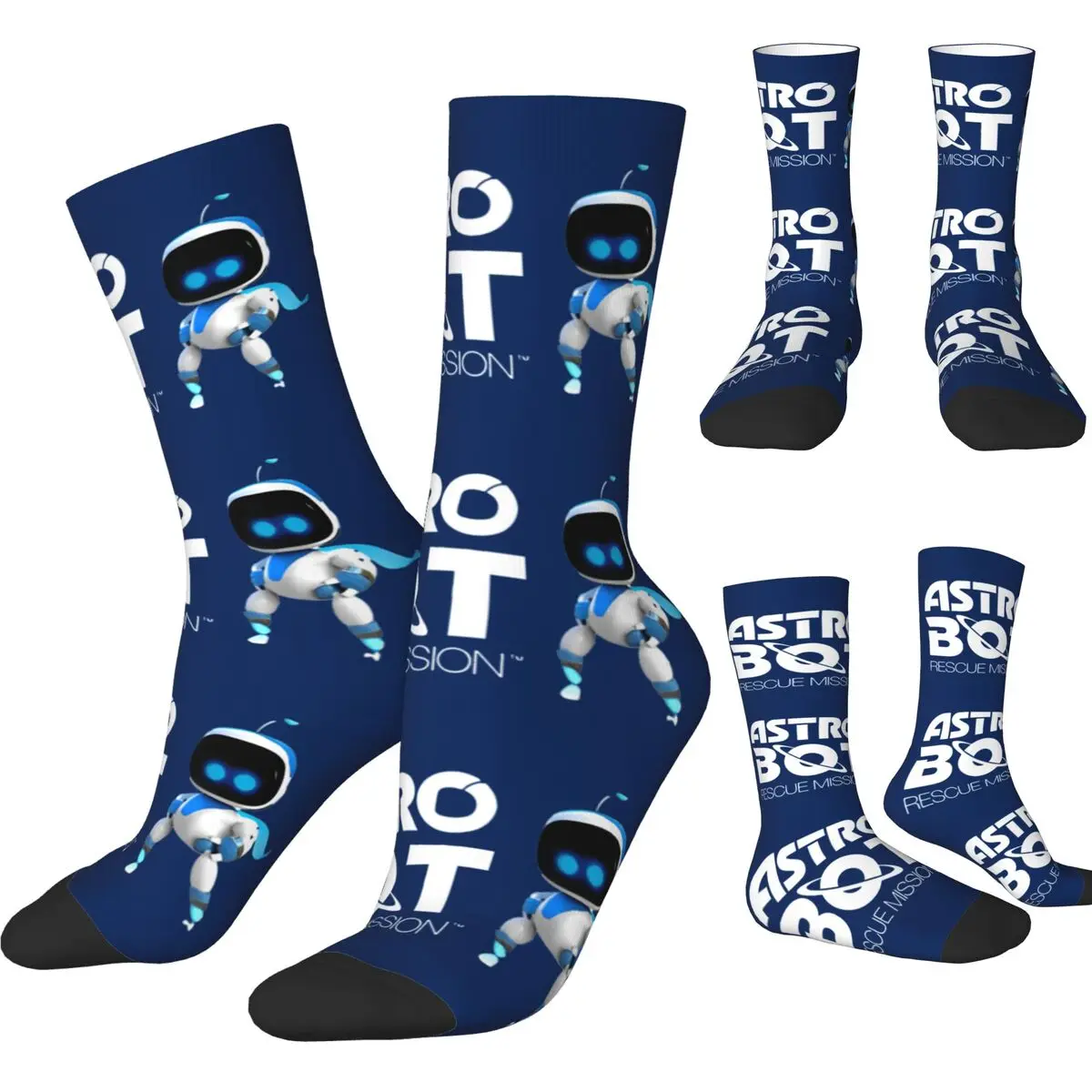 ASTRO BOT Space Robot Socks Men's Women's Polyester Fashion Socks Harajuku Spring Summer Autumn Winter Middle Tube Socks Gift