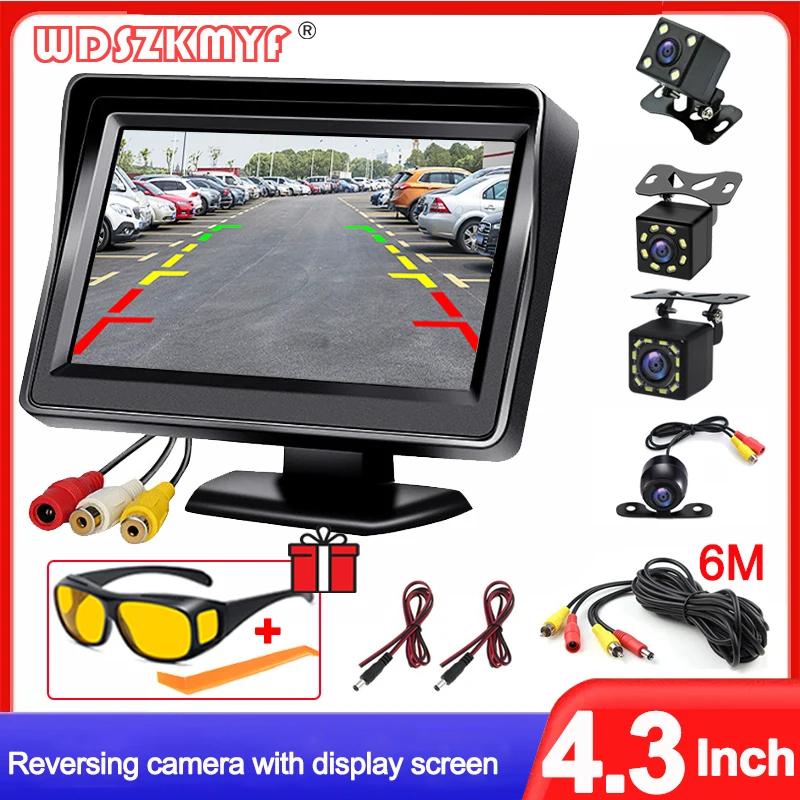 Free Anti-Glare Glasses 4.3Inch Rear View Camera Monitor Screen Reversing Camera Car Parking Parking System Camera for Vehicle