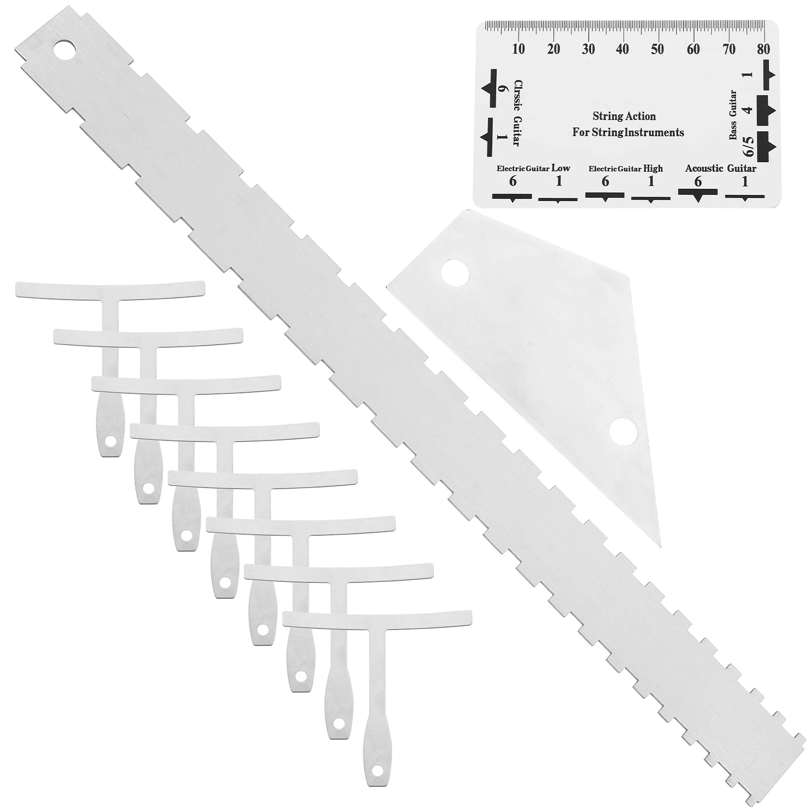 

12 Pcs Fret Rocker Guitar Measuring Tool Kit Setup String Metal Professional Luthier