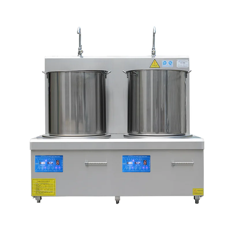 

Double Head Electromagnetic Low Soup Stove, Hot Pot Back Kitchen Commercial Binocular Electromagnetic Stove