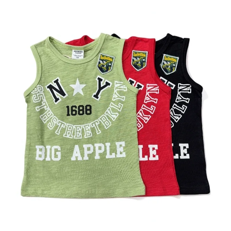 

2025 New Summer Letter NY Children's Cotton Fashion Round Neck Versatile Summer Children's Cool Tank Top