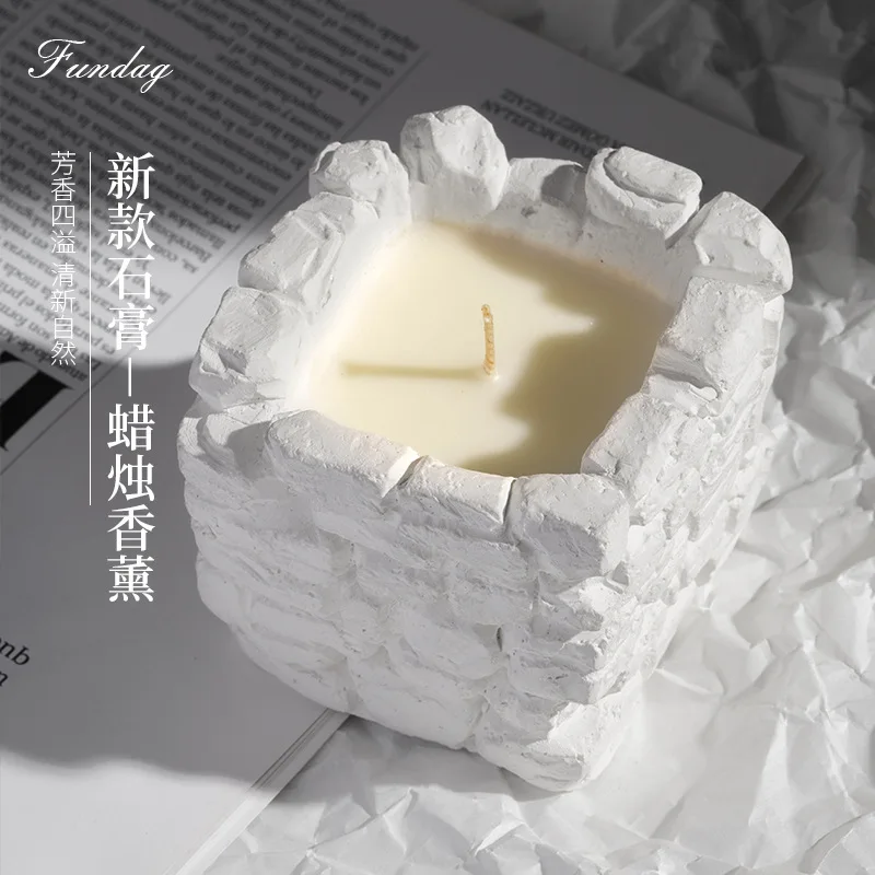 

Birthday Candle New Gypsum Cup Aromatherapy Square Home Decoration Fragrance Candles Cup