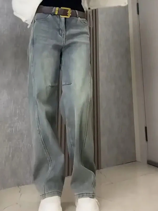 

Faionable High Waist Wide Leg Jeans Women's Spring New Sle Casual Loose Fit Straight Cut Floor Length Slimming Denim Pants
