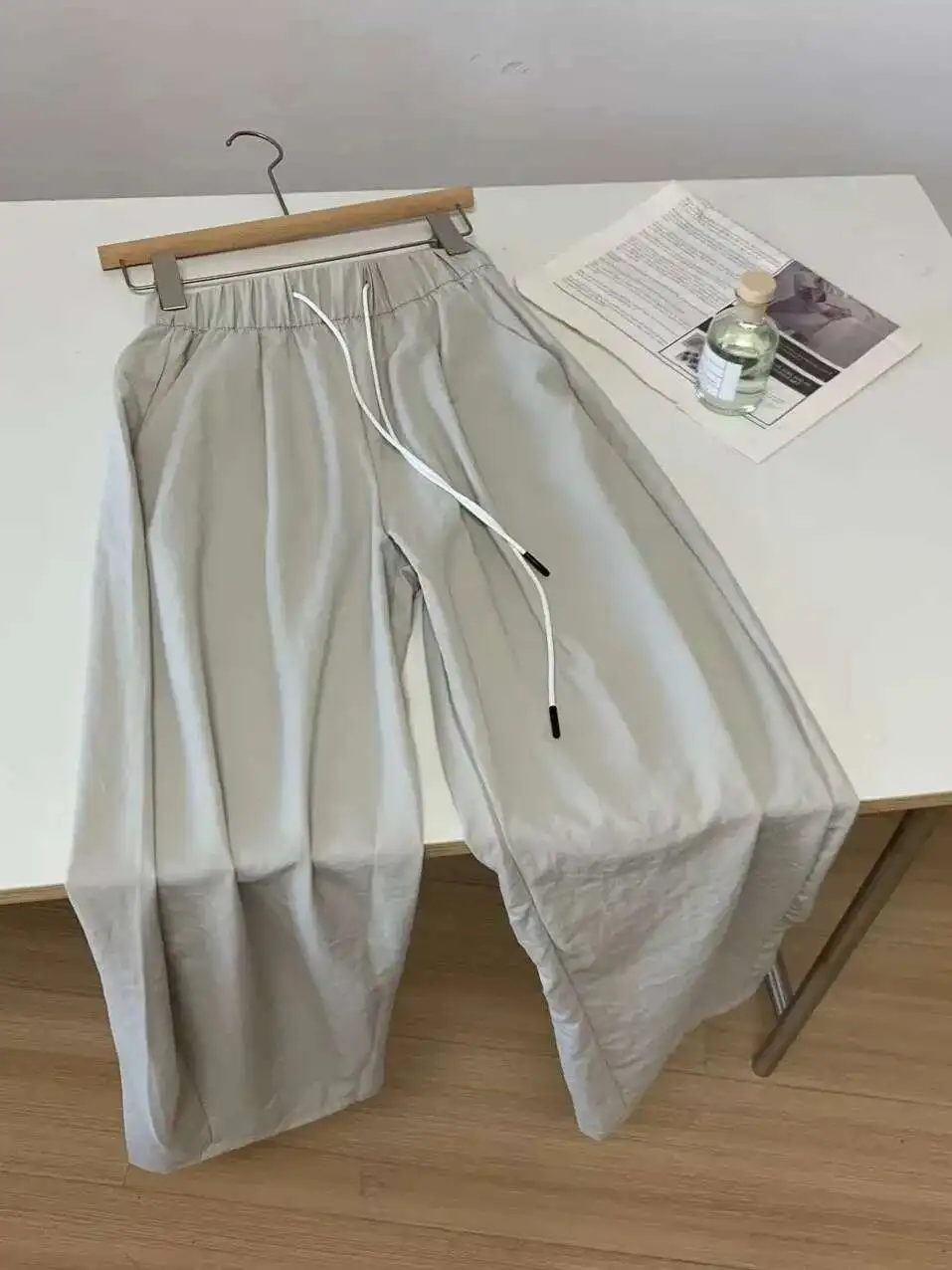 جديد 2024 الصيف عالية الخصر الرباط ياماموتو عازمة سكين السراويل النسائية بلون عادية تنوعا واسعة الساقين السراويل 4MTZ