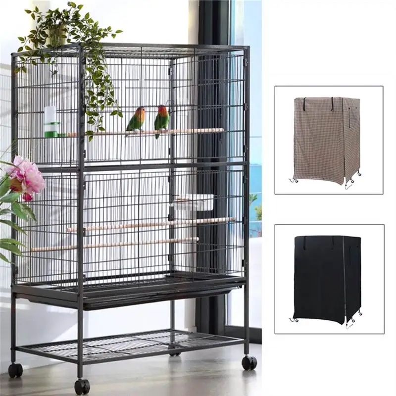 1pcs Bird Cage Cover Parrot Breathable Bird Cage Net Windproof Seed Catcher Pets Stretchy Cage Protective Cover Cage Accessories