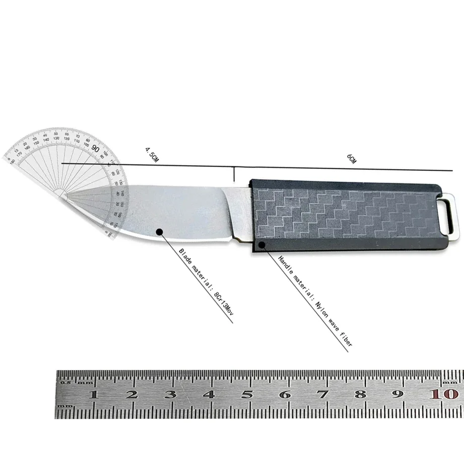2425 Mini Pocket Fixed Blade Stonewashed Blade Nylon  Knife Handle Outdoor Portable Jungle Multifunction Survival Knife EDC Tool