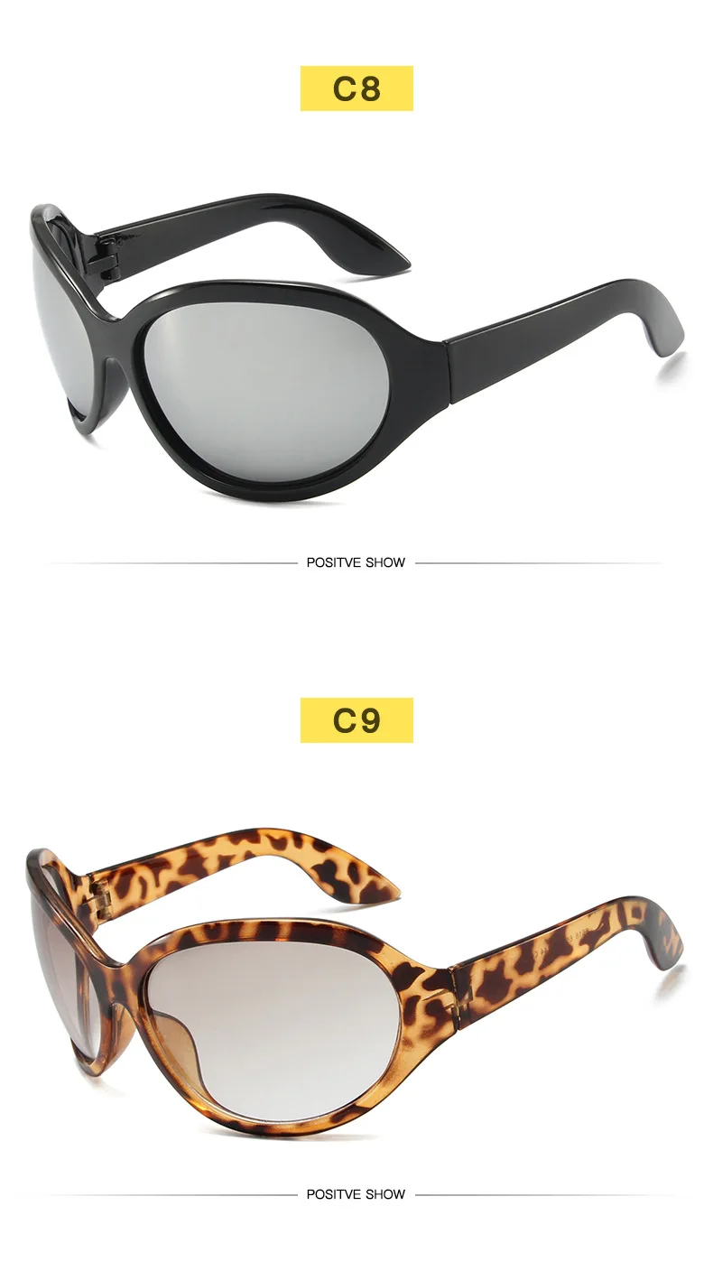 Übergroße Y2K-Sonnenbrille für Damen, trendig, großer Rahmen, Vintage-Sonnenbrille, modisch, futuristisch, Punk, Silbertöne, 2000er-Jahre – Detail 10