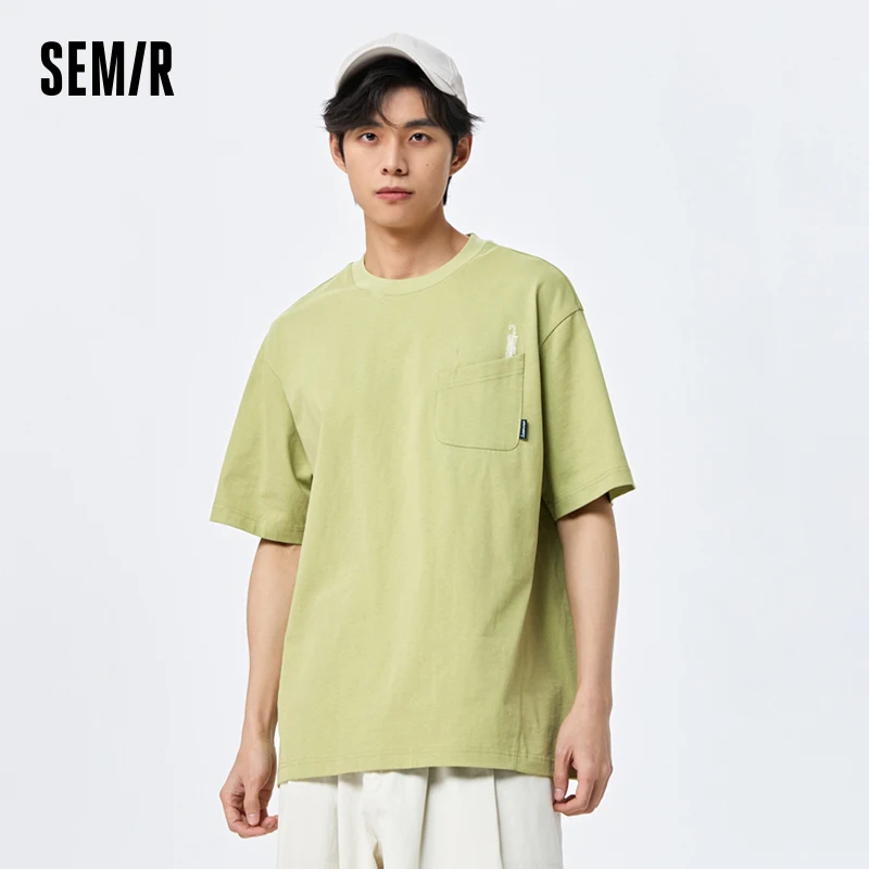 Semir Short Sleeved T Shirt For Men 2023 Summer New Loose Outdoor Style Comfortable Round Neck Daily Cotton Tops