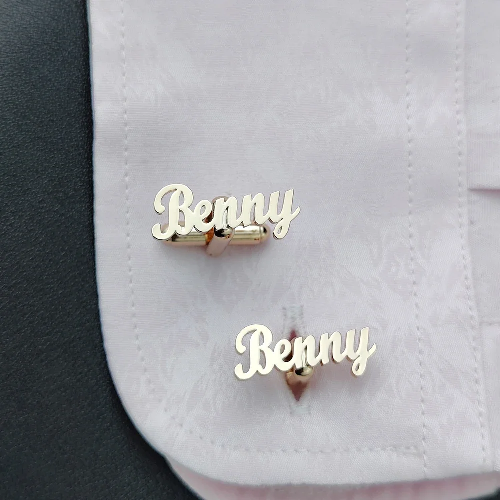 Custom Name Cufflinks for Men, Silver Stainless Steel Engraved Initial Letter Cufflinks, Formal Wedding Groom Gift
