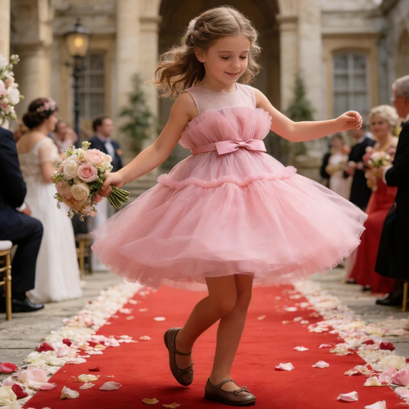 Elegant Dress For Girl 1 to 5 Yrs Kid Summer Baby Girls Ceremonial Dress Children's Tulle Princess Party Dresses For Wedding