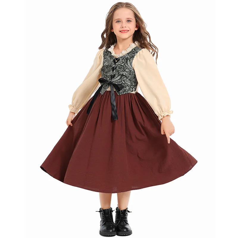 Renaissance-Kleid für Kinder Mittelalterliches Dorfkostüm Renaissance-Kostüm für Kinder Faschingskleider für Halloween-Karnevalspartys – Detail 5
