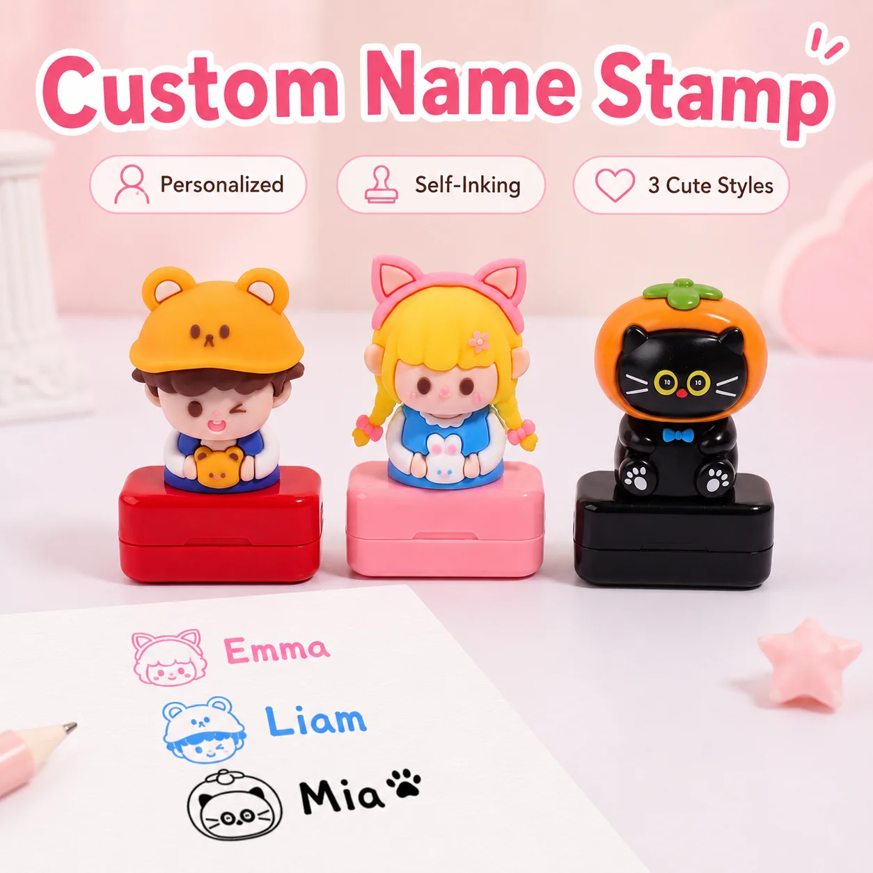 Custom Name Stamp Personalized Text Seal For Clothing Label Kindergarten Waterproof Ink Reusable Customized Signature Stamp