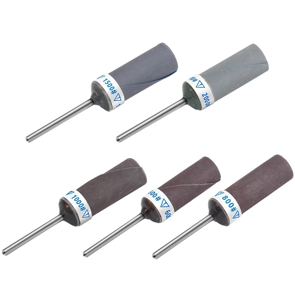 5pcs Sandpaper Stick Grinding Head P800-P2000 Sanding Paper Rod Grinding Head For Mirror Polishing Metal Wood Jwellery