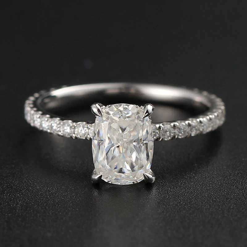 

AU585 штампованное однотонное 14 к белое золото обручальное кольцо для свадьбы юбилея вечевечерние НКИ 2 карата удлиненное кольцо D VVS Муассанит для женщин