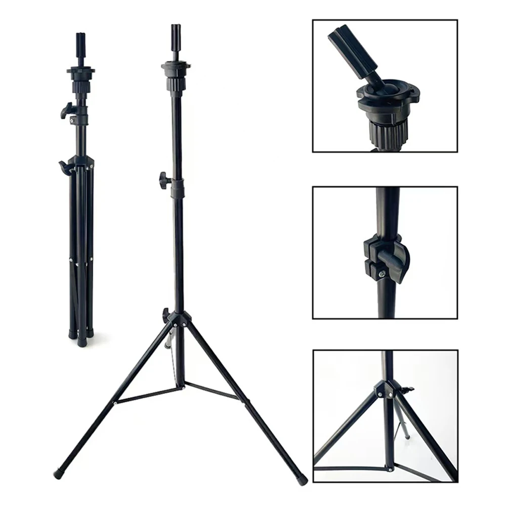 Black Metal Mannequin Stand Tripod 1Pcs Portable Wig Tripod Stand For Hairdressing Training Height Adjustable Tripod Wig Stand