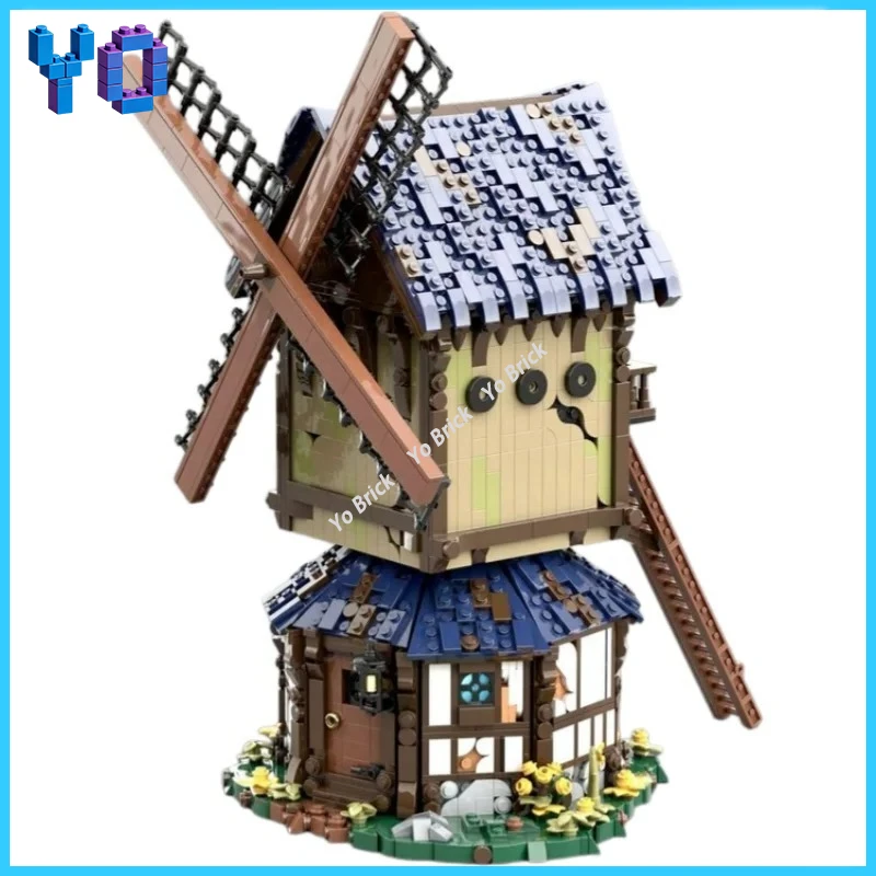 

Набор строительных блоков DIY 2946 деталей: Средневековая фэнтезийная ветряная мельница MOC, сцена деревенского дома-мельницы, сборные детали, подарок для взрослых