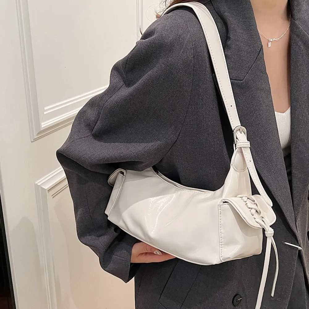 

Temperament Casual Punk Underarm Bag Large Capacity Double Pocket Y2K Armpit Bag Solid Color Retro Hobo Bag Outdoor