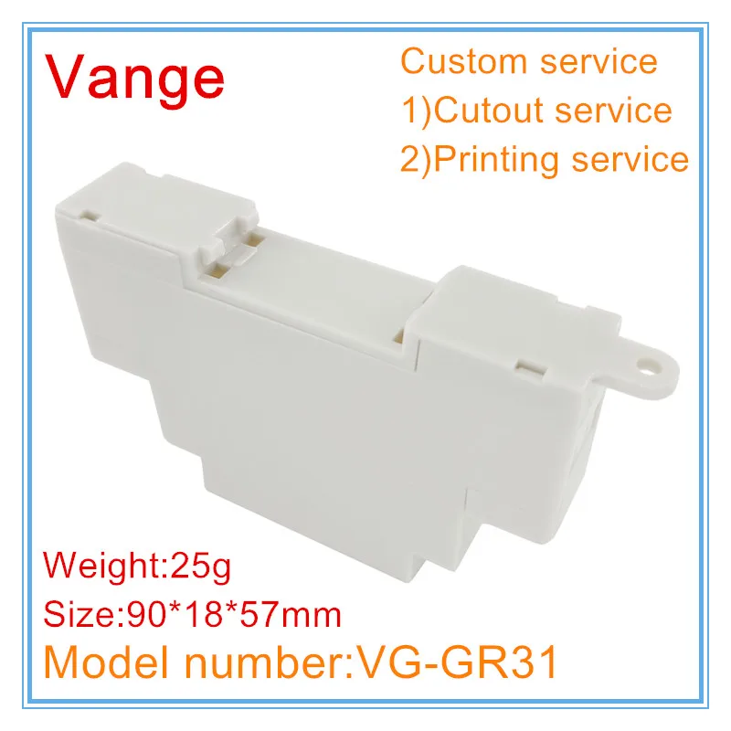 Vange din rail PCB housing 90*18*57mm PC plastic enclosure case diy view 3