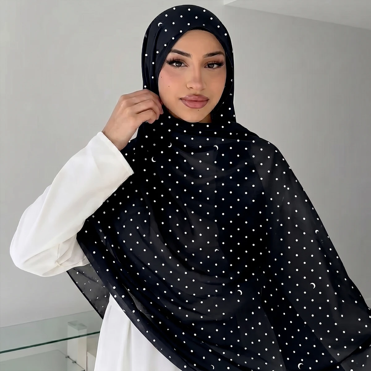 New Dot Women's Watercolor Hijab Scarf Bandana Headband Vintage Luxury Beach 180cm Long Handkerchief Bohemia Muslim Accessories