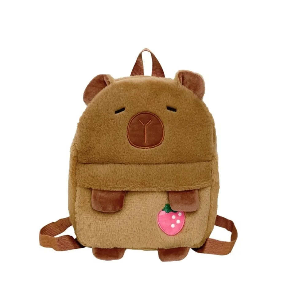 

Cute Capybara Plush Backpack Embroidered Soft Cartoon Animal Daypack PP Cotton Adjustable Straps Large Capacity School Bag