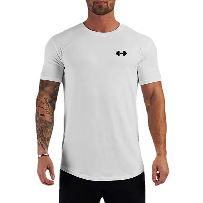 Summer Running T-shirts Cotton Breathable Sports Short Sleeve Clothing Mens Workout Muscle Tees Gym Fitness Bodybuilding Shirts image 2
