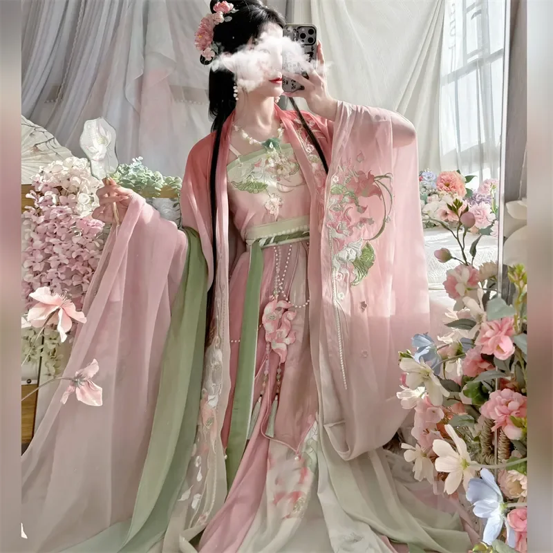 Hanfu vestido chinês feminino tradicional vintage hanfu halloween cosplay traje verão vestido de dança hanfu gradiente vermelho 3 peças conjuntos