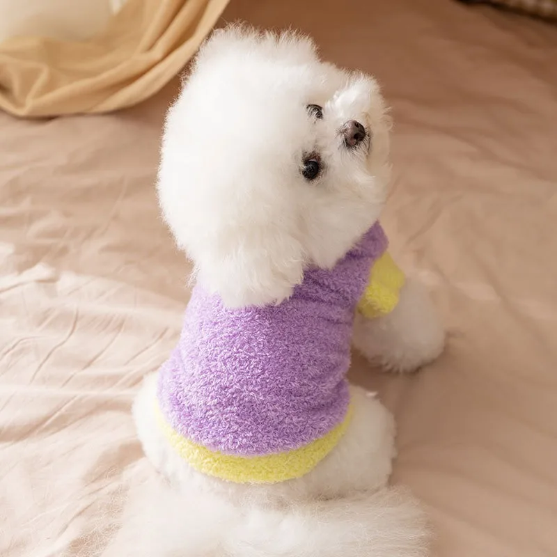 

Popular Purple Dog Clothes Autumn and Winter Yorkshire Sweatshirts Bichon Warm Two-legged Fleece Clothes Small Dog Clothes