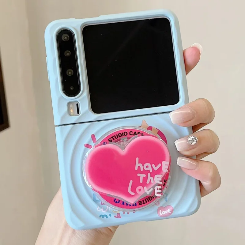 Hati Kartun Lucu Korea untuk Ponsel Magsafe Dudukan Griptok Magnetik untuk iPhone Tempat Casing Pengisi Daya Nirkabel Dapat Dilipat Lucu