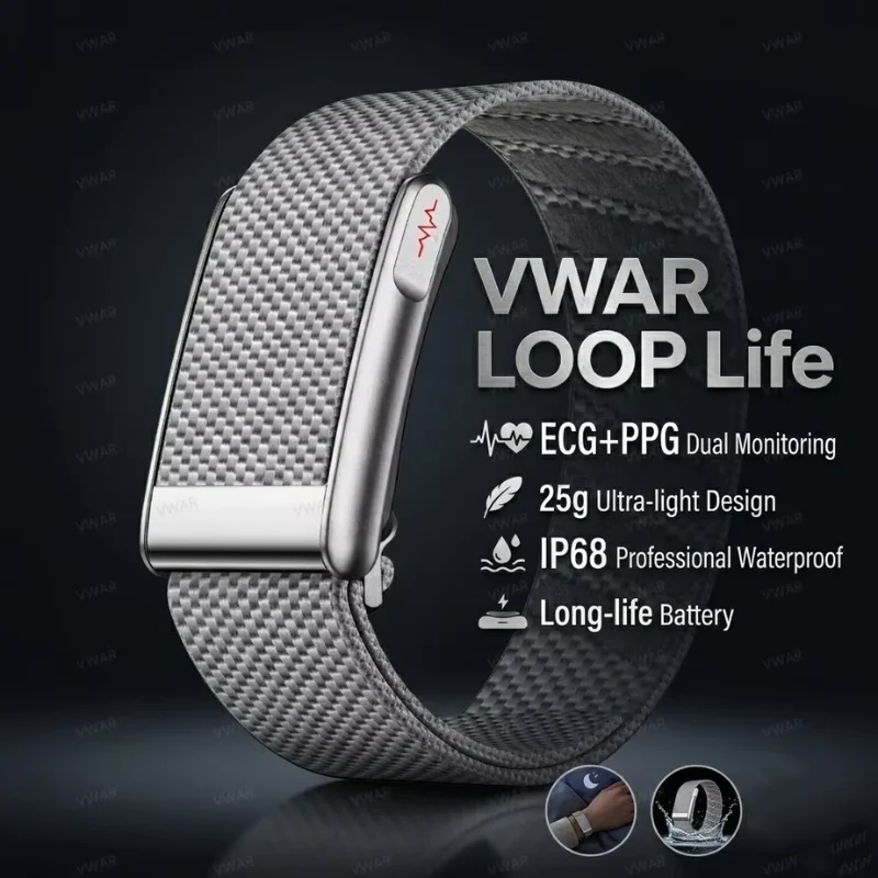VWAR 루프 라이프 피트니스 트래커 ECG+PPG SpO2 스포츠 스마트 팔찌 심박수 혈압 모니터 보수계 스마트워치 밴드