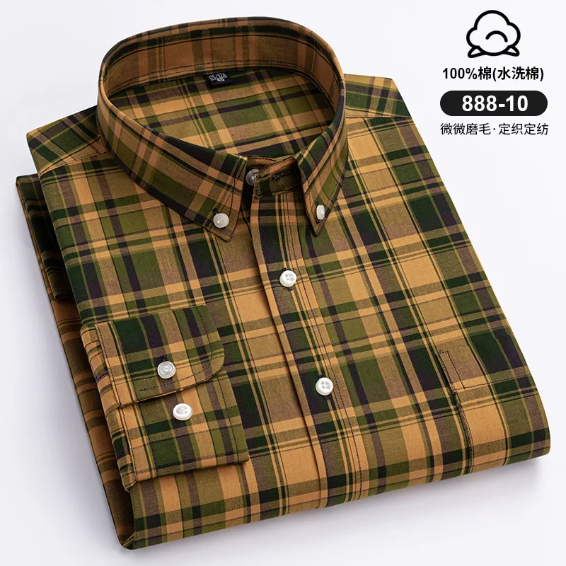 Button Up Shirt Plaid Mens Fashion Clothing Trends 100% Cotton Slim Fit Shirt Men Shirts Longsleeve Shirt for Men Retro Clothes - Image 2