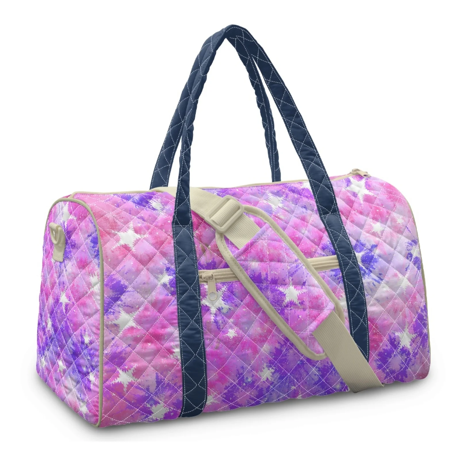 Coloranimal Pink Purple Tie Dye Quilted Duffle Bag Polyester Large Compartment Travel Bag for Beach New Trend