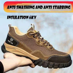 Anti impact puncture Men's Workshoes Wear-resistant Breathable Leather Anti odor Safety shoes