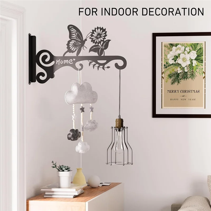 ABZL 10 Inch Metal Plant Hooks - Decorative Wall Hangers With Butterfly Design For Indoor & Outdoor Use - Hanging Brackets