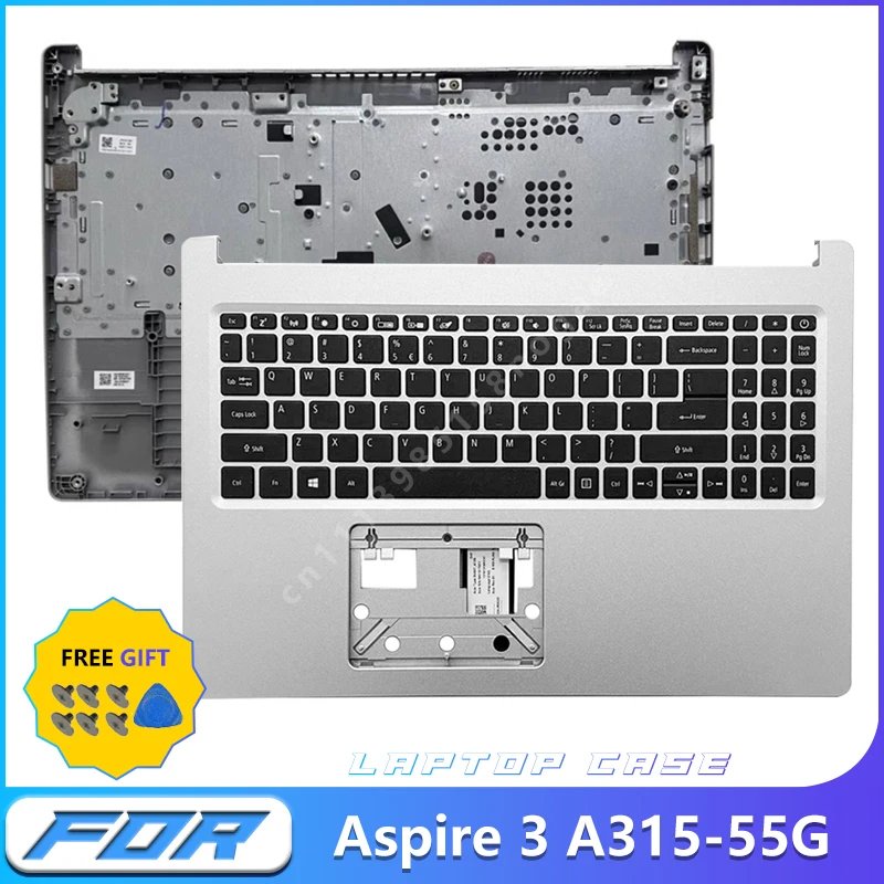 Clavier d'ordinateur portable de remplacement avec rétroéclairage US, avec repose-poignets supérieur, pour Aspire 3 A315-55G N18Q13, Original, neuf
